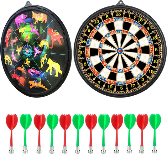 16" Dart Board for Kids Dart Board Double Sided with 12 Sticky Balls 6 Darts Bullets Boys Toys, Indoor/Outdoor Fun Party Play Game Toys, Gifts for 3 4 5 6 7 8 9 10 11 12 Year Old (16" Magnetic Dart )